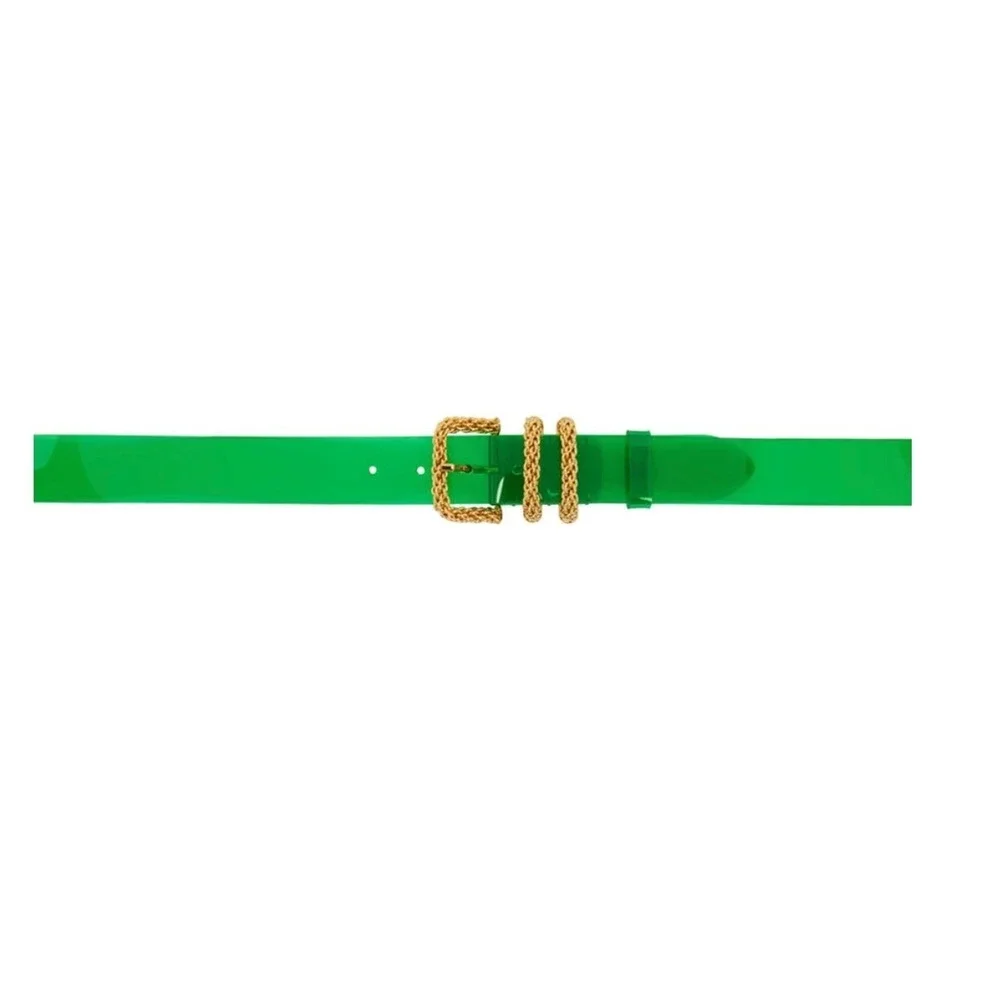 By Far Katina‎ Green PVC Belt Gold Chain Buckle Size Small Made in Bulgaria